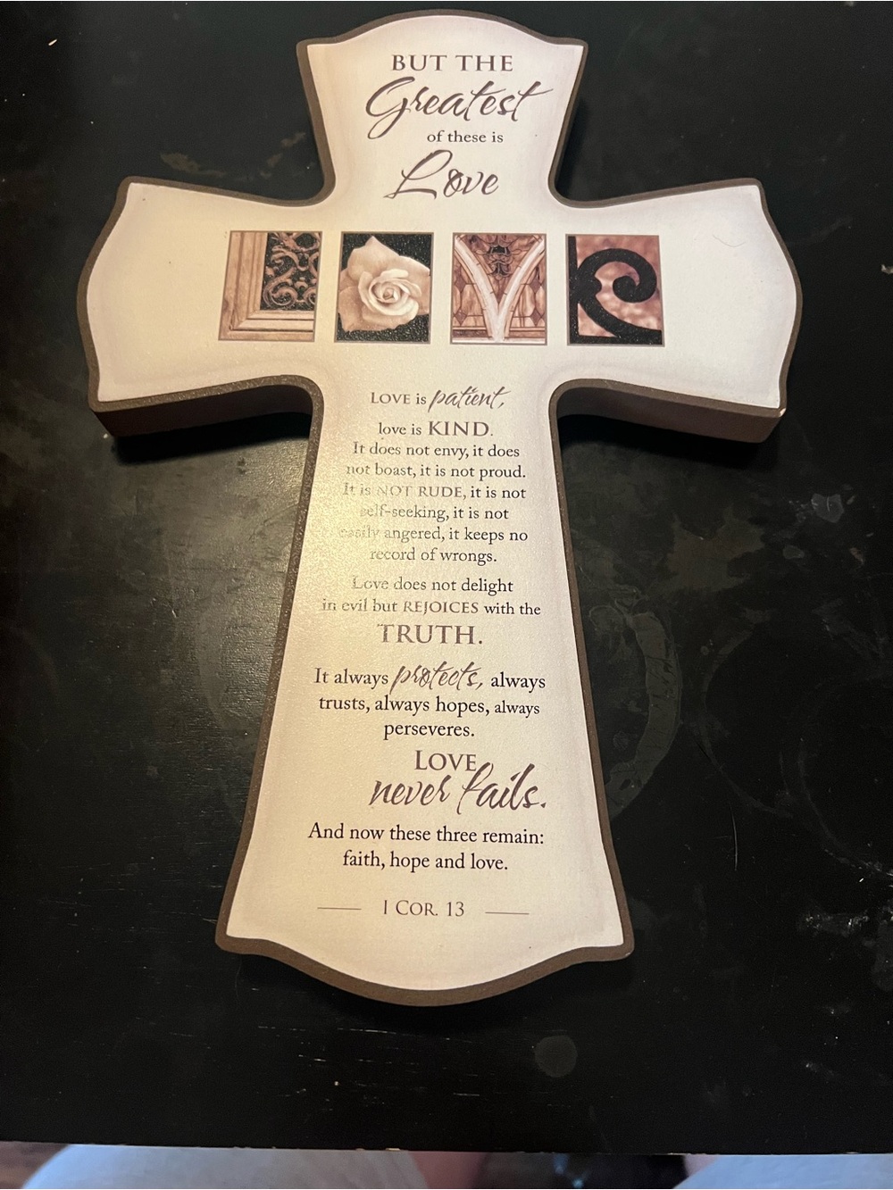 Inspirational Cross Wall Decor - Cream and Brown